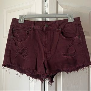 Maroon American Eagle Jean Shorts
